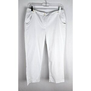 J. McLaughlin Cropped Capris Pants Size 6 White Cotton Stretch Quilted Texture